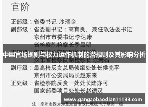 中国官场规则与权力运作机制的潜规则及其影响分析