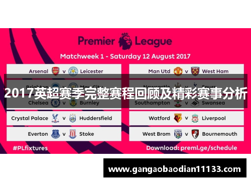 2017英超赛季完整赛程回顾及精彩赛事分析