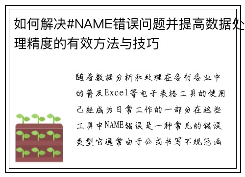 如何解决#NAME错误问题并提高数据处理精度的有效方法与技巧